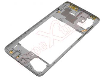 Carcasa frontal / central con marco blanco / plateado "Prism Crush Silver" para Samsung Galaxy A71, SM-A715F/DS